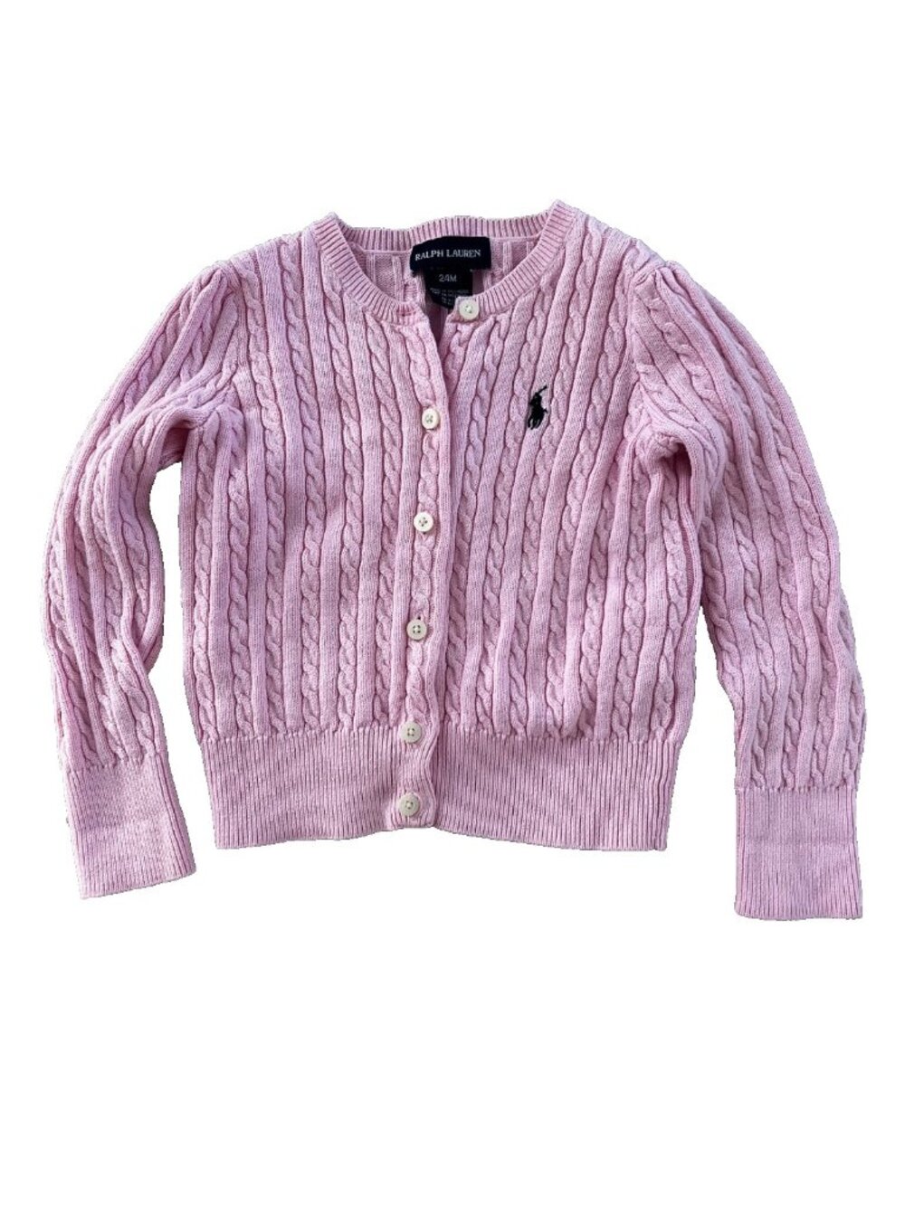 Ralph Lauren Baby Girl Cable Knit Cardigan Sweater Pink ( 24M )